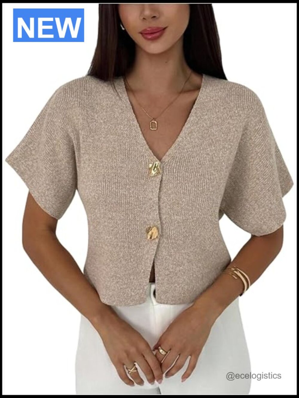 Short Sleeve Button Down Cardigan Sweater - Lightweight Knit Pullover